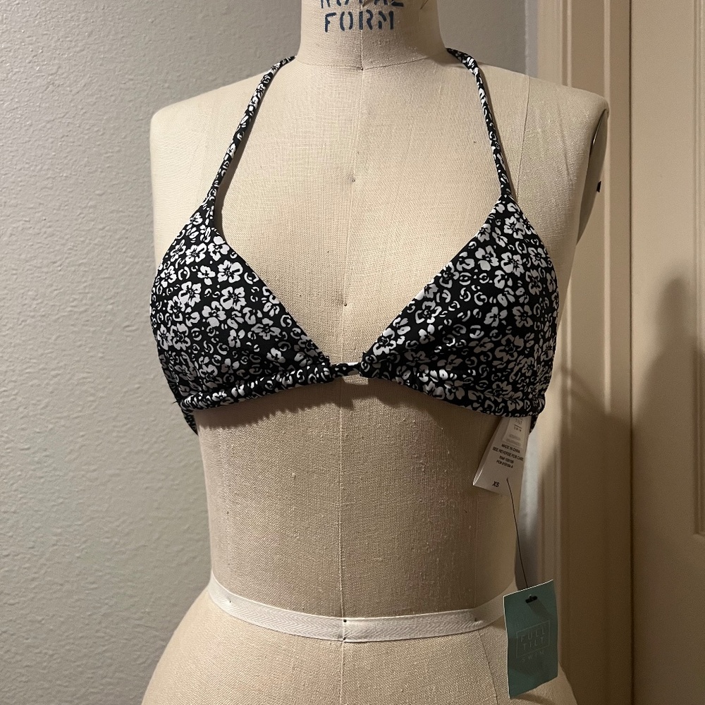 Black and White Patterned Bikini Top